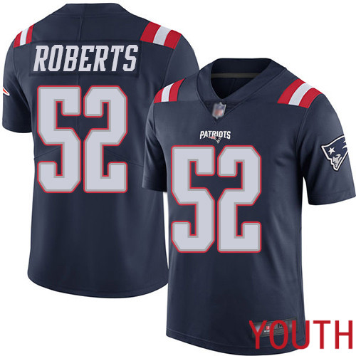 New England Patriots Football #52 Rush Vapor Limited Navy Blue Youth Elandon Roberts NFL Jersey